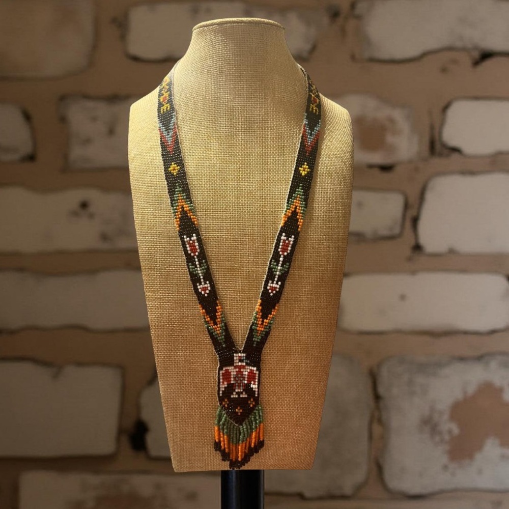 Native American jewelry seed beads Thunderbird Handcrafted Necklace Vintage